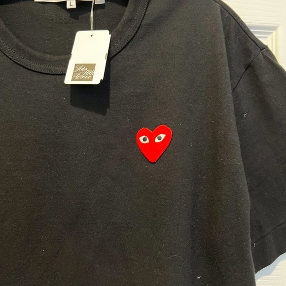 Comme des Garcons Men's Black Cotton Jersey Heart T-Shirt - Picture 4 of 10